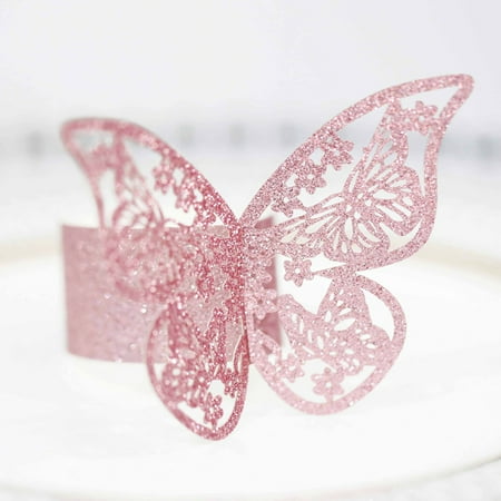 

50pcs Butterfly Shape Napkin Rings Hollow Out Napkin Holder for Wedding Party Home Table Decoration