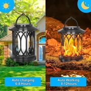 Solar Lanterns Outdoor Waterproof, Upgraded Flickering Flame Outdoor Solar Lantern, Outdoor Hanging Solar Lights for Yard Porch Path Balcony Patio Decor 2 Pack