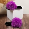 thumbnail image 5 of Wensltd Women Slippers Fluffy Slippers Open Toe Flat House Slippers Slip On Indoor Daily Purple, 5 of 9