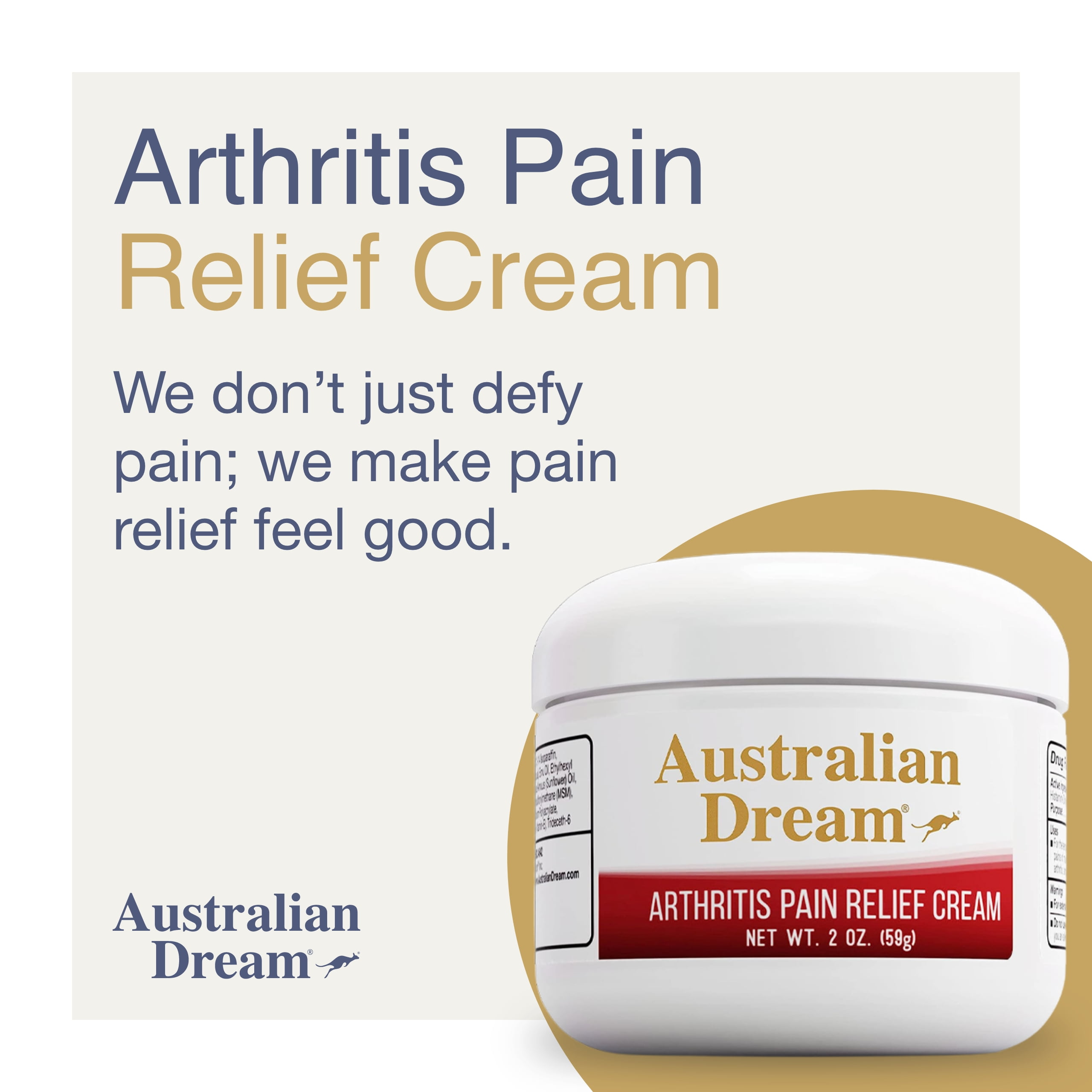 (2 pack) Australian Dream Arthritis Pain Relief Cream, for Muscle Aches or Back Pain, Over-the-Counter, 2 oz Jar