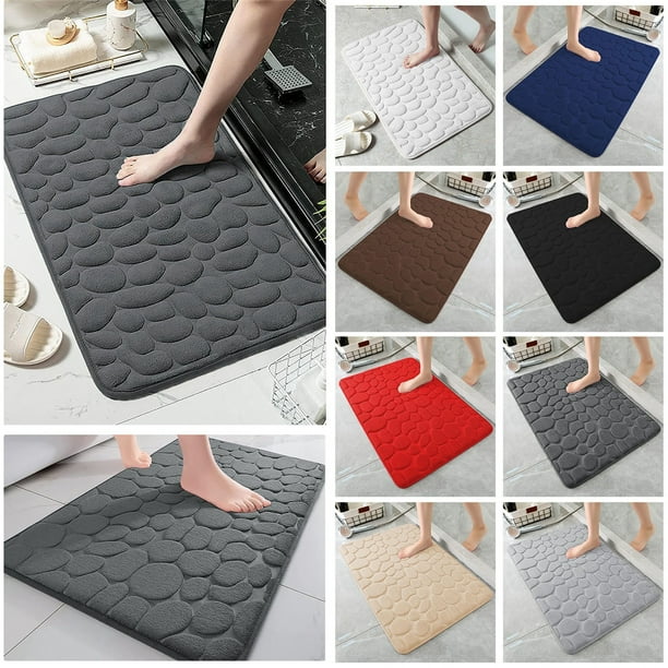 Xihbxyly Alfombrilla de Baño de Espuma Viscoelástica, Suave y Absorbente, Base Antideslizante, Cómoda para El Baño, Diseño Discreto, Lavable a Máquina, 80 X 50 Cm, Estampado de Lunares En Relieve.