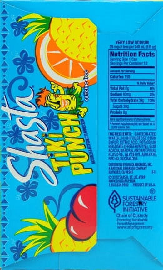 Shasta Caffeine-Free Tiki Punch Soda, 12 Fl. Oz., 12 Count