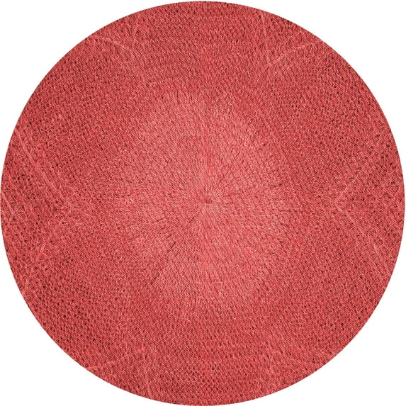 Ahgly Company Machine Washable Indoor Round Transitional Red Area Rugs, 7' Round