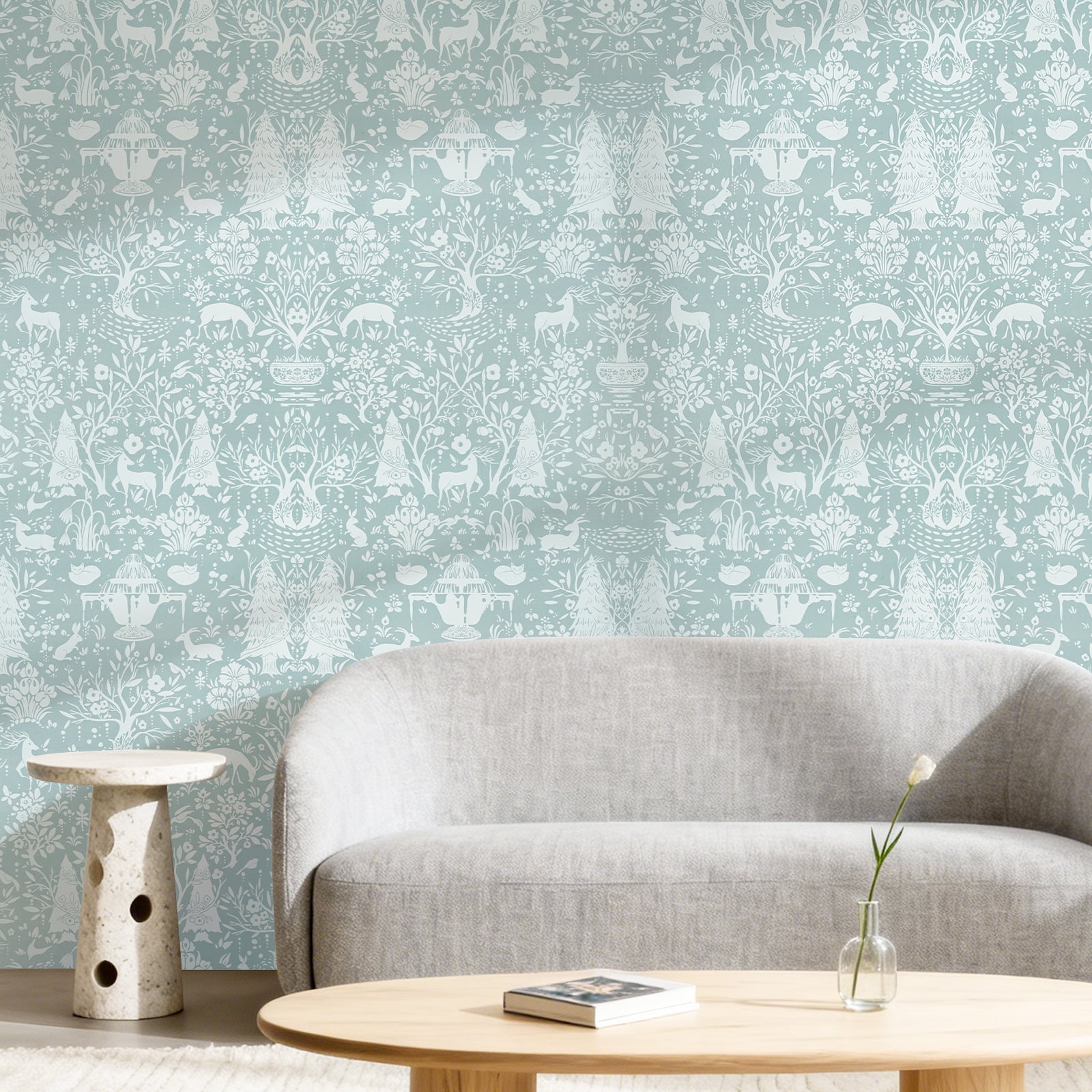 DAZLUTE Peel and Stick Wallpaper Forest Wallpaper Self Adhesive Removable Wallpaper Grey and White Contact Paper 17.71" x 394"