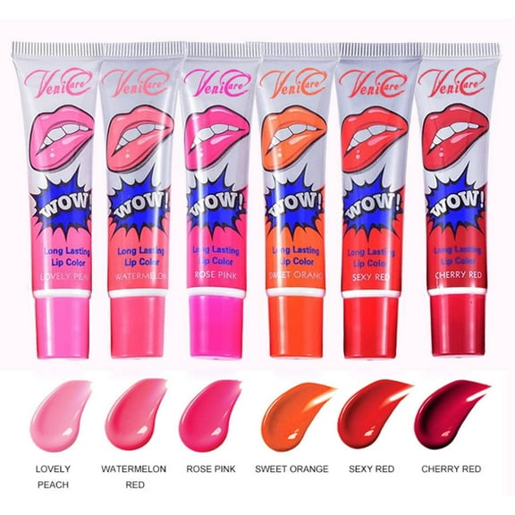 VeniCare 6 Pcs Women Easy Peel Off Long Lasting Makeup Tatto Lip Gloss Lipstick