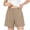 #0448-Khaki, variant on Bermuda Shorts for Women High Waisted Pleated Front Button Detail Pocket Detail Loose Fit Bottoms Daily Slacks