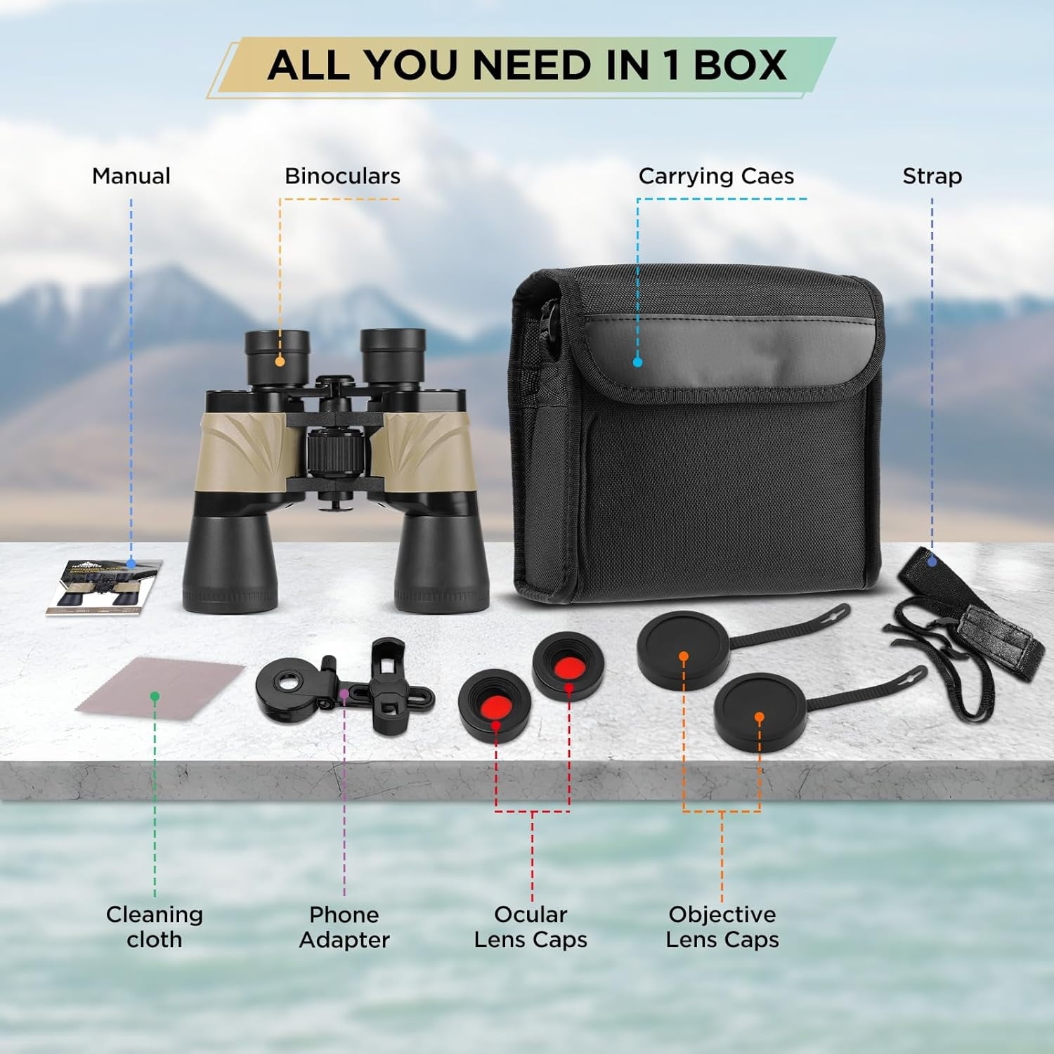 LAKWAR Binoculars for Adults ,12x50mm Hunting Binoculars BAK4 Prism Lens HD Binoculars with Low Light Vision for Birds Watching Traveling Father day Gift