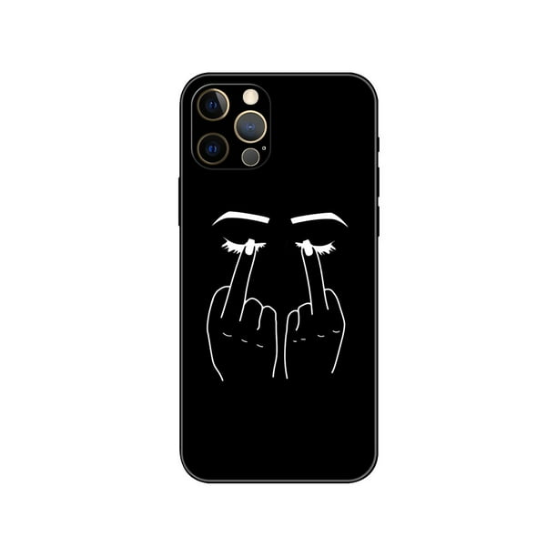 Funda de tpu negra para iphone 5 5s se 2020 6 6s 7 8 plus x 10 XR XS 11 12 13 mini pro MAX, cubierta trasera de dibujos animados, dedo medio Fivean unisex