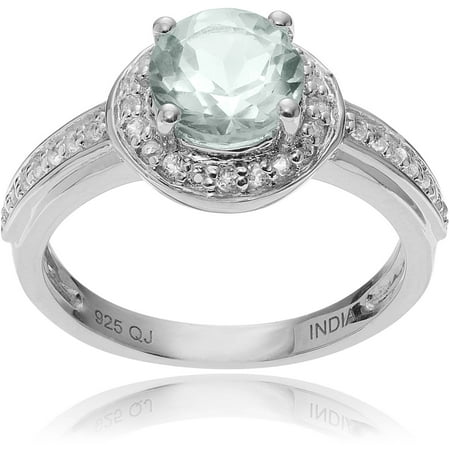 Brinley Co. Women's Topaz Green Amethyst Rhodium-Plated Sterling Silver Halo Fashion Ring