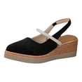 thumbnail image 6 of Womens Wedge Sandals Espadrilles Closed Toe Slingback Elatic Strap Comfortable Casual Platform Lightweight Summer Walking Shoes Black Size 8.5, 6 of 6