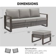 thumbnail image 4 of PARKWELL 3 Pieces Outdoor Patio Sofa Furniture Set,All-Weather Wicker Rattan Couch with 2 Ottomans,Gray, 4 of 10