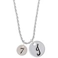 thumbnail image 1 of Delight Jewelry Silvertone Disc 1/2'' Number - 7 - Silvertone Script Initial Disc - J - Charm Necklace, 20"+3", 1 of 4