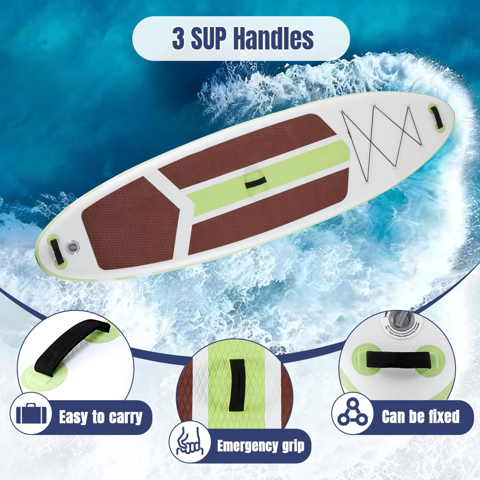LIFERECORD Inflatable Stand Up Paddle Board 10.5ft with SUP Accessories, 2-in-1 Aluminum Paddle, Wide Stable Design Non-Slip Deck, Ultra Portable iSUP with Backpack for Adults Youth Beginners