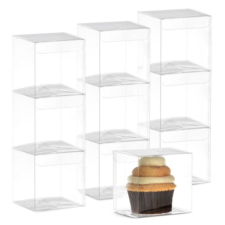 30-Pack Clear Gift Boxes - 5x5x5 In Square Plastic Transparent Favor Boxes  for Wedding, Baby Shower, Birthday Party