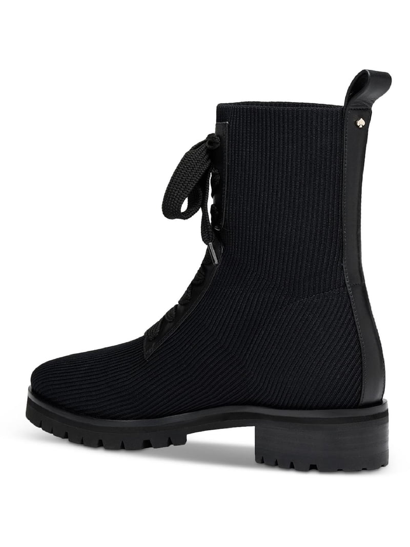 極美品✨Kate Spade MERIGUE ブーツ ニット レザー ブラック Kate Spade Womens Merigue Leather Stretch Combat & Lace-up Boots