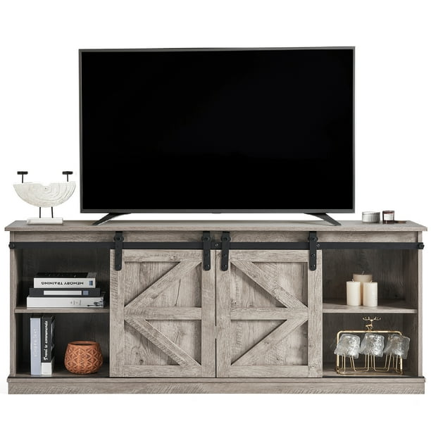 Oneinmil Farmhouse TV Stand, Sliding Barn Door TV Stand for TVs up to