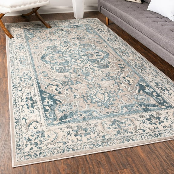 Unique Loom Paris Collection Area Rug - Louisa (7' 1" x 10' Rectangle Dark Gray/Beige)