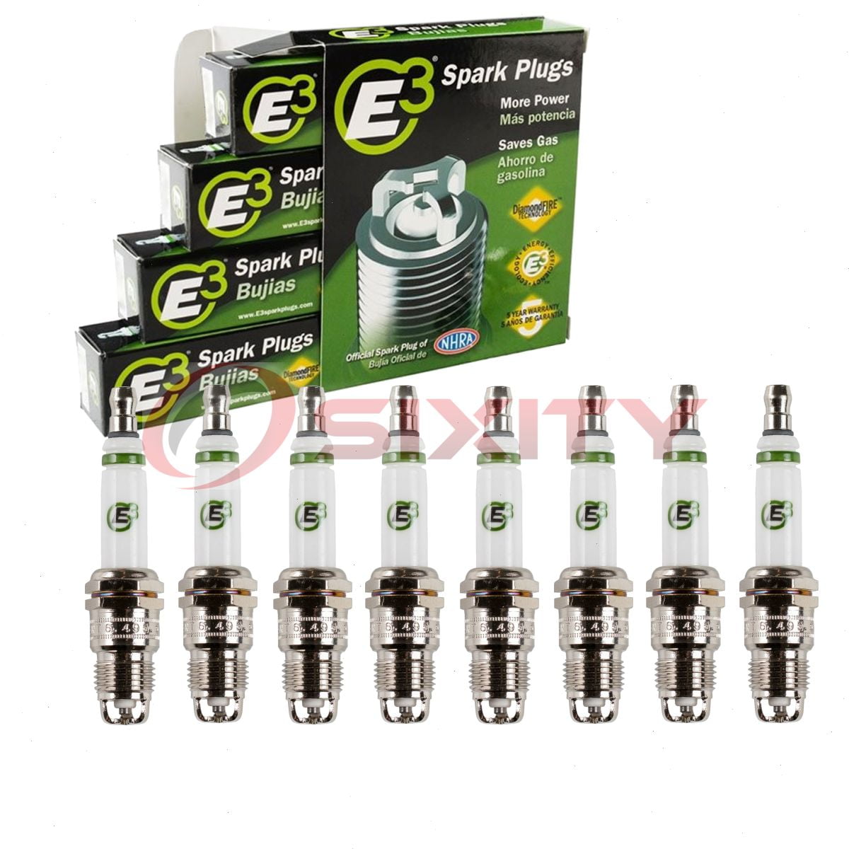 8 pc E3 Spark Plugs compatible with Ford E-150 Econoline 5.0L 5.8L V8 1985-1996