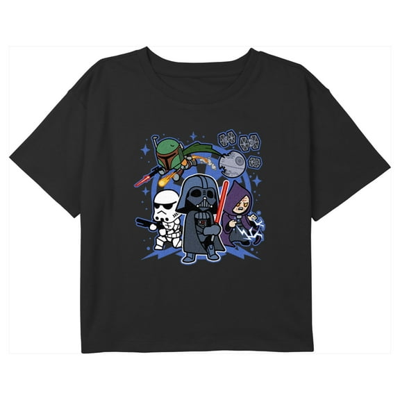Girl's Star Wars Cartoon Empire Graphic Cropped T-Shirt Black X Small