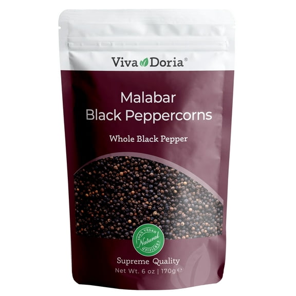Viva Doria Malabar Peppercorn, Whole Black Pepper, 6 Oz