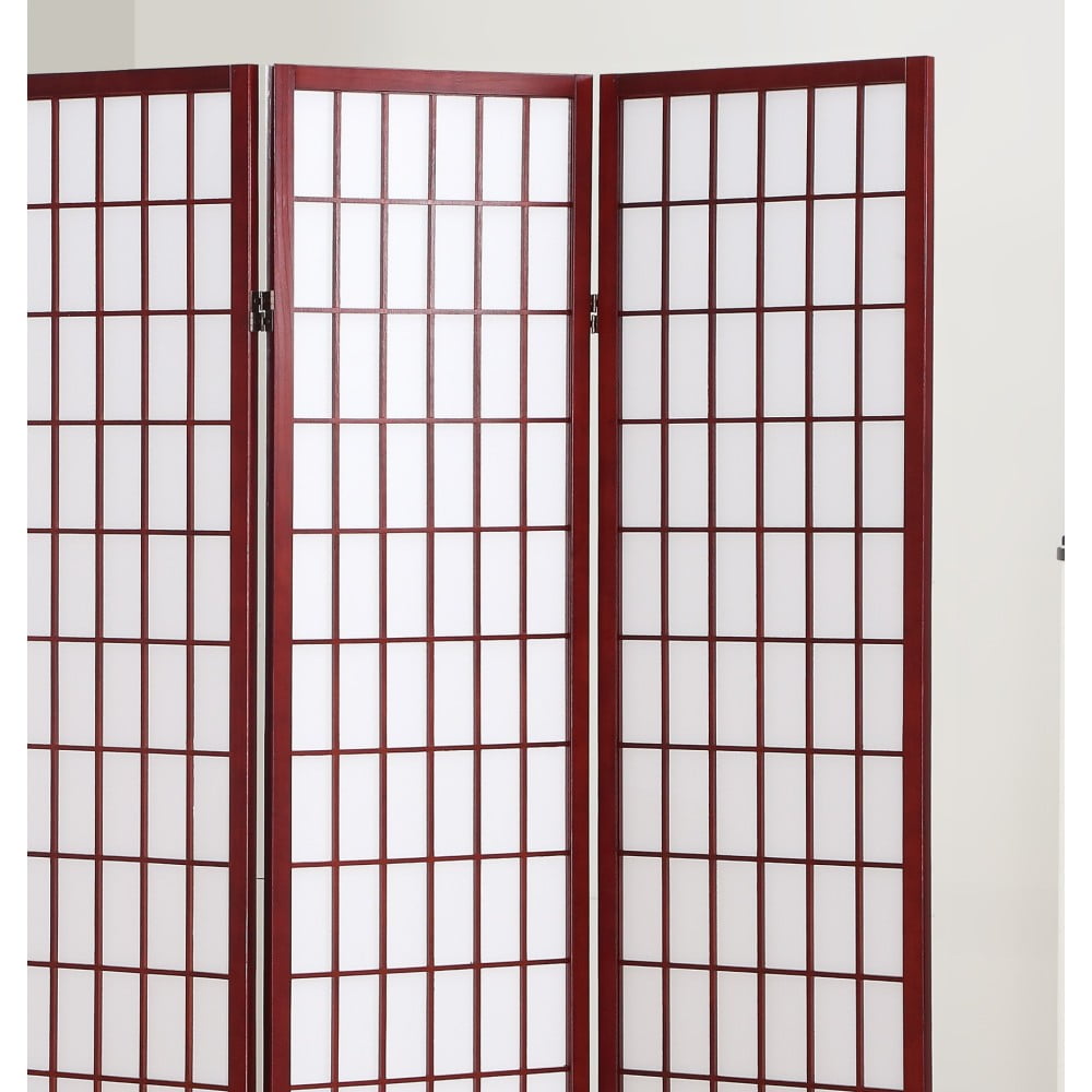 6 Ft 4-Panel Oriental Wall Shoji Screen, Folding Privacy Screen for Room Separation, Japanese Wood Room Divider Screen