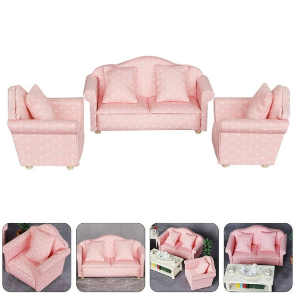 HLONK Canapé de Maison de Jeu 3 Pcs Mini Canapé Accessoires de Décoration de Canapé avec Oreiller