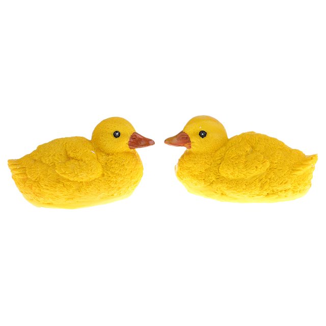 Estatuillas de amarillo Escultura Animal de Resina Estatuas para Ornamentos de Césped - 10.5x7cm (1 Par)
