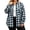 Navy, variant on Horkkom Cotton Button Down Shirts for Women Loose Long Sleeve Plaid Print Flannel Shirts Casual Fall Lapel Tops with Pockets XXL