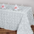 Efavormart 90"x132" Wholesale Rectangle Table Cover WHITE Grandiose Rosette 3D Satin Tablecloth