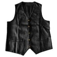 thumbnail image 6 of Men's Vintage Suede Leather Western Cowboy Waistcoat - Button Up V Neck Sleeveless Business Suit Vest, 6 of 7