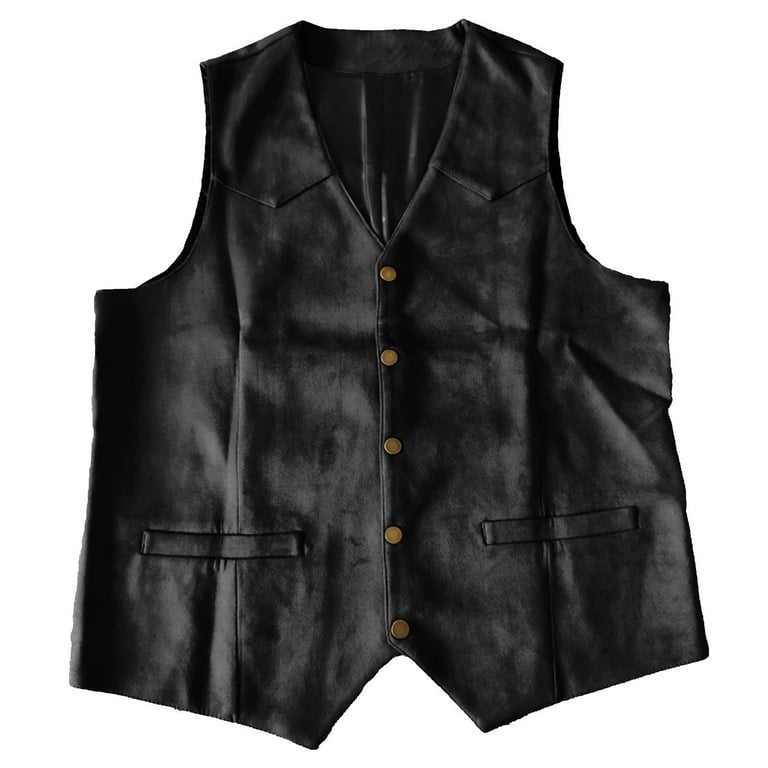 Men's Suede Leather Vest Vintage Cowboy Style Sleeveless