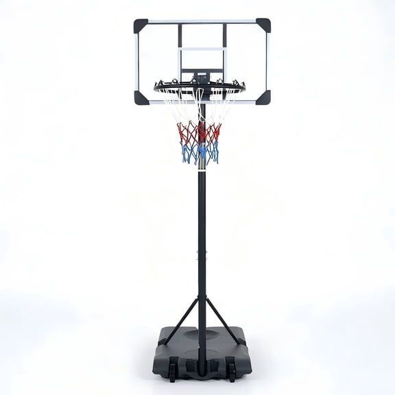 HooKung Portable Basketball Hoops Height Adjustable 5.6-7ft Basketball System 28'' Backboard with Net Wheels for Teenagers Youth Indoor Outdoor Use