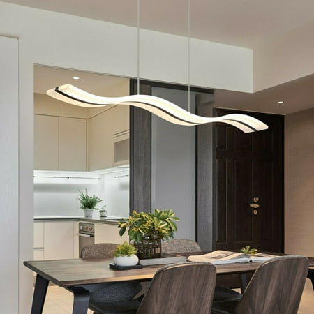 

ANQIDI Modern Wave LED Pendant Light 38W Linear Dimmable Ceiling Lamp Chandelier Fixture with Remote