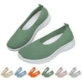 thumbnail image 2 of XIMIN Women's Woven Orthopedic Breathable Comfortable Walking Sneakers with Arch Support Wide Fit Slip on Tenis Comfy Work Slip Ins Loafers Soft Foam Footwear (7, Green), 2 of 8