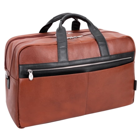 UPC: 0642154191106 | McKlein U Series  WELLINGTON   Pebble Grain Calfskin Leather 21  Leather  Two-tone  Dual-Compartment  Laptop & Tablet Carry-All Duffel  Brown (19110)