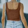 thumbnail image 4 of JGGSPWM Womens Scoop Henley Neck Crop Tank Tops Summer Ribbed Fitted SSleeveless Cropped Shirt Camisole Brown XL, 4 of 9