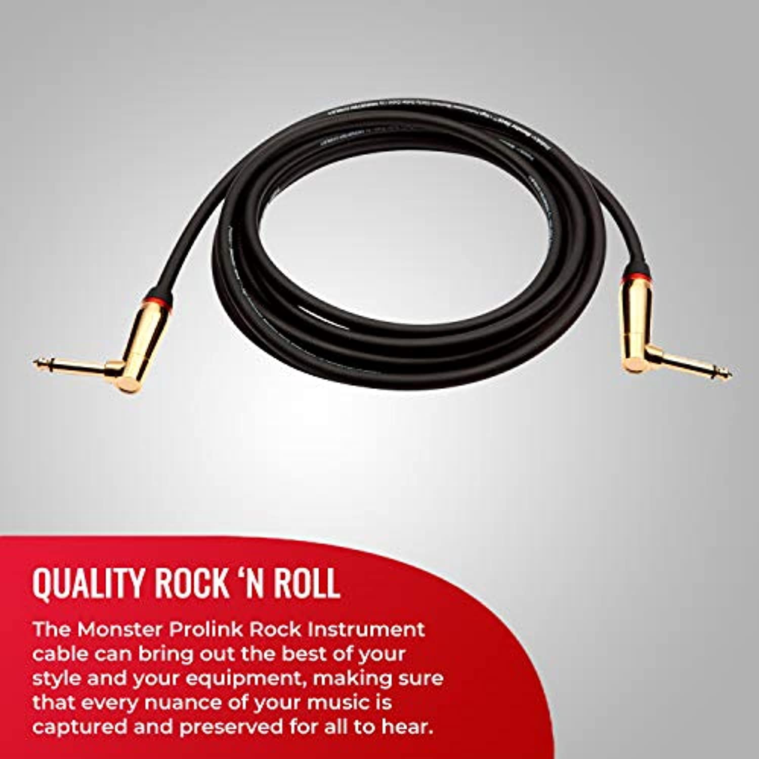 Monster 600536-00 Prolink Rock 1/4" Instrument Cable. 8 in - Right Angle to Right Angle
