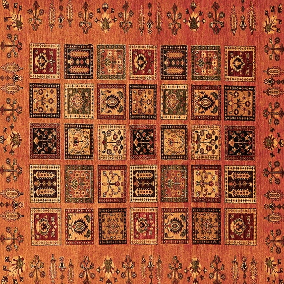 Ahgly Company Indoor Square Abstract Orange Modern Area Rugs, 4' Square