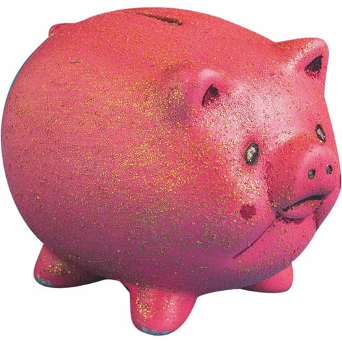Coin Piggy Bank Ceramic Savings Animal Barnyard Pig NEW multicolor rose red base 