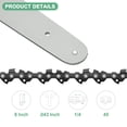 thumbnail image 2 of Uxcell 2pcs 8" Chainsaw Guide Bar 1/4 LP .043 Gauge Small Mount Replacement Accessories, 2 of 2