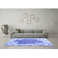 thumbnail image 3 of Ahgly Company Machine Washable Indoor Round Abstract Blue Contemporary Area Rugs, 3' Round, 3 of 4