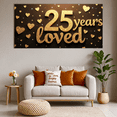 thumbnail image 6 of LUUFILx 25 Years Loved Glitter Banner Decoration Party Supplies Anniversary Backdrop Heart Celebration Event Photography Props Background Decor, 6 of 9