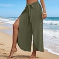 thumbnail image 3 of PBFRDSJ Loose Pants for Women Drawstring Elastic Waisted High Slit Wide Leg Pants Casual Comfy Palazzo Flowy Trousers, 3 of 8