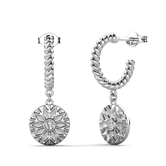 Cate & Chloe Suzanne 18k White Gold Plated Dangle Earrings with Swarovski Crystals for Women