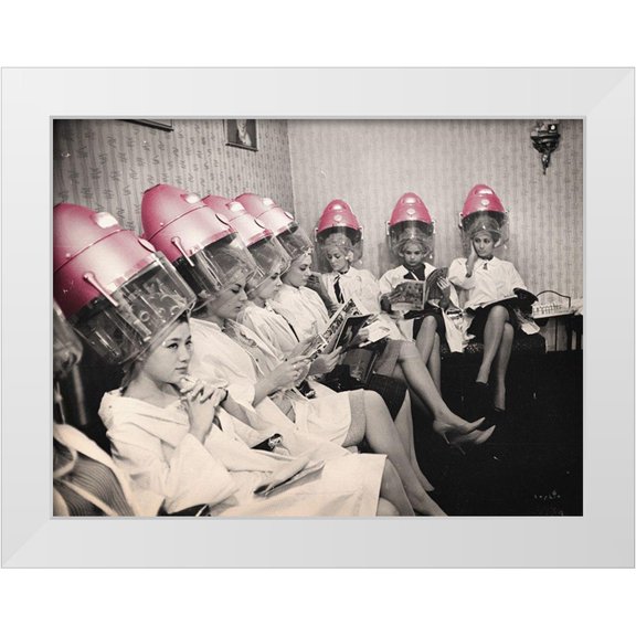 Sophie 6 14x12 White Modern Wood Framed Museum Art Print Titled - Hair Dryers Pink