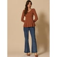 thumbnail image 3 of DARING DIVA Long Sleeve Scoop Neck Peplum Top XS Brown, 3 of 6