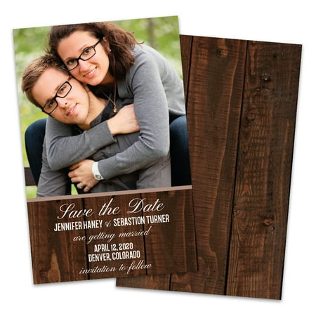 Personalized Woodgrain Wedding Save The Dates (Best Place To Order Save The Date Magnets)