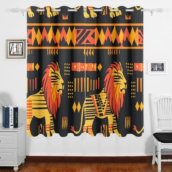 Lions Curtains Black Out 63 Inch Length Curtains for Sliding Glass Doors Bedroom Living Room 2 Panels Set