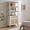 White Cream Oak, variant on Surmoby 68.5"H Rattan Bookshelf with Drawer – 5-Tier Open Shelves & Hidden Storage, Anti-Tilt Device, Soft-Closing Hinges, Gold Handles, for Bohemian / Coastal / Farmhouse / Classic Style