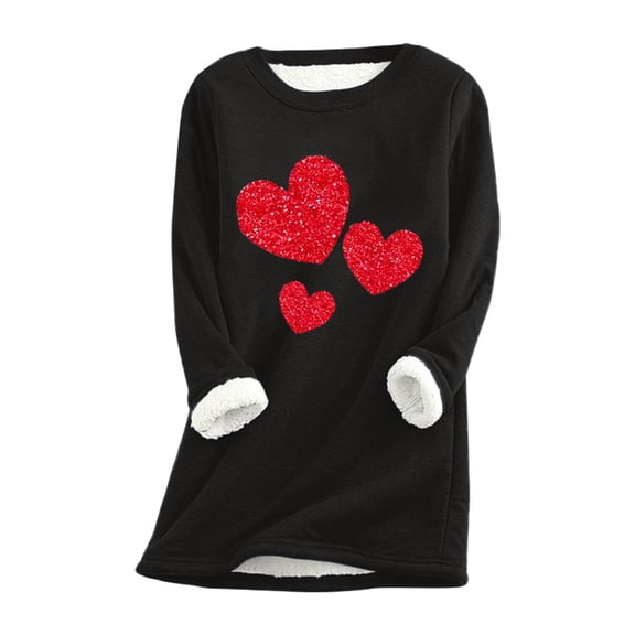 Tisuna Women'S Winter Sweater Dress Valentine Heart Print Long Sleeve Crew Neck Dresses Thermal Warm Ladies Pullover Sweater Clothes Black Size Xxl